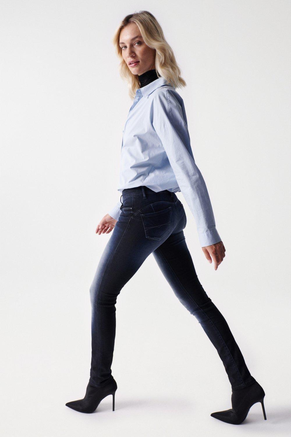 Push Up Wonder Slim Dark Jeans, Blue, large image number 4