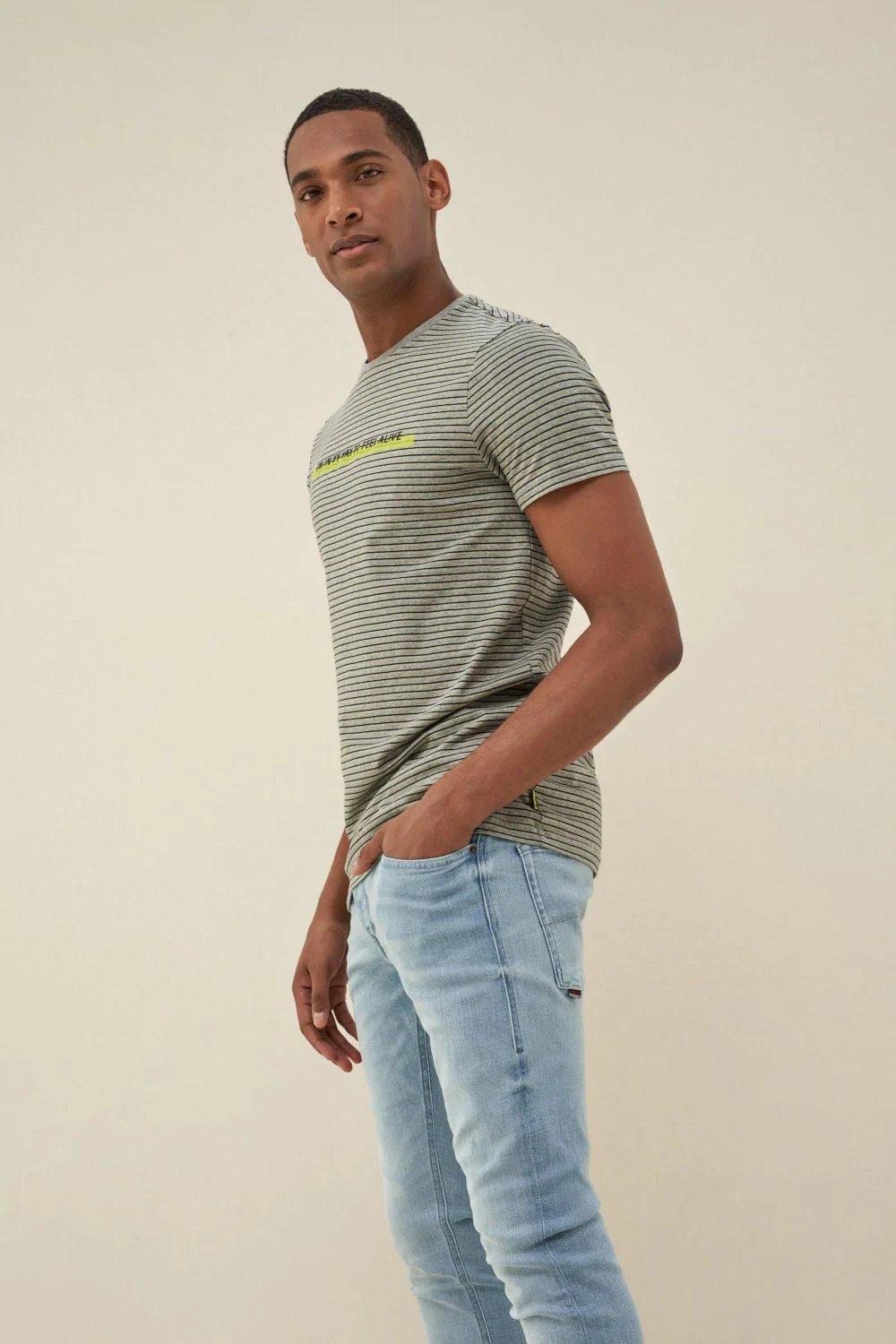 Grey Ribbed Printed T-Shirt, , large image number 2