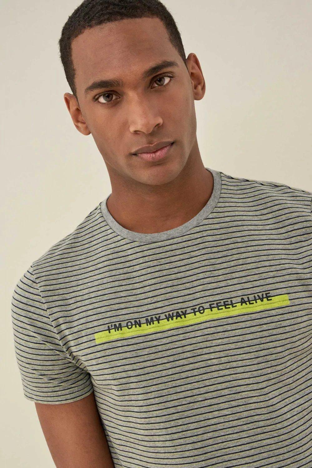 Grey Ribbed Printed T-Shirt, , large image number 4