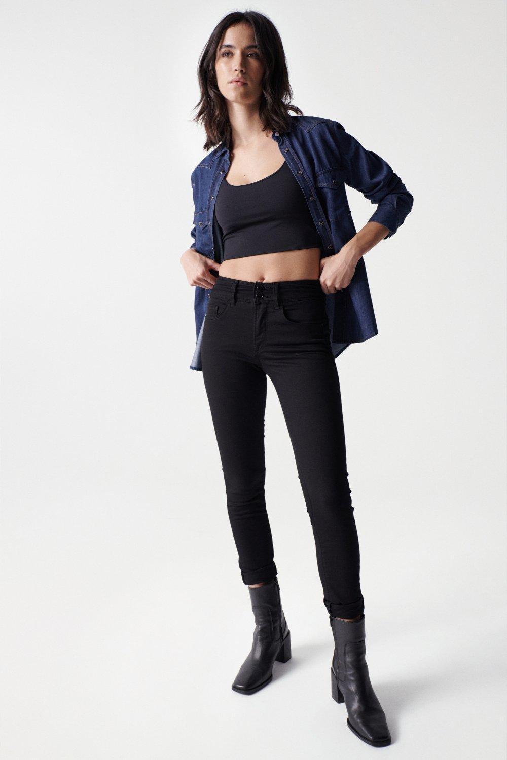 Push In Skinny Jeans, Black, large image number 3