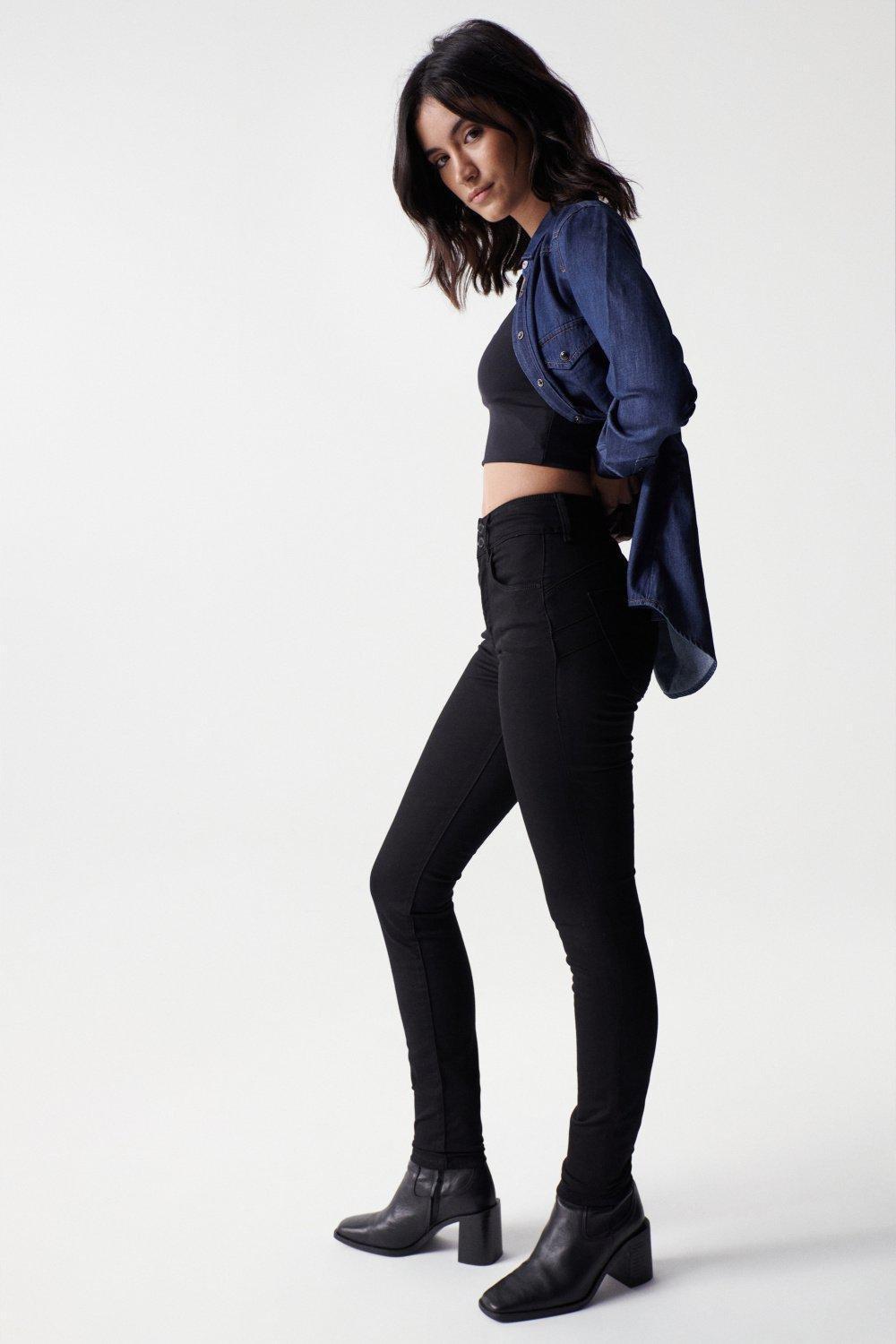 Push In Skinny Jeans, Black, large image number 6
