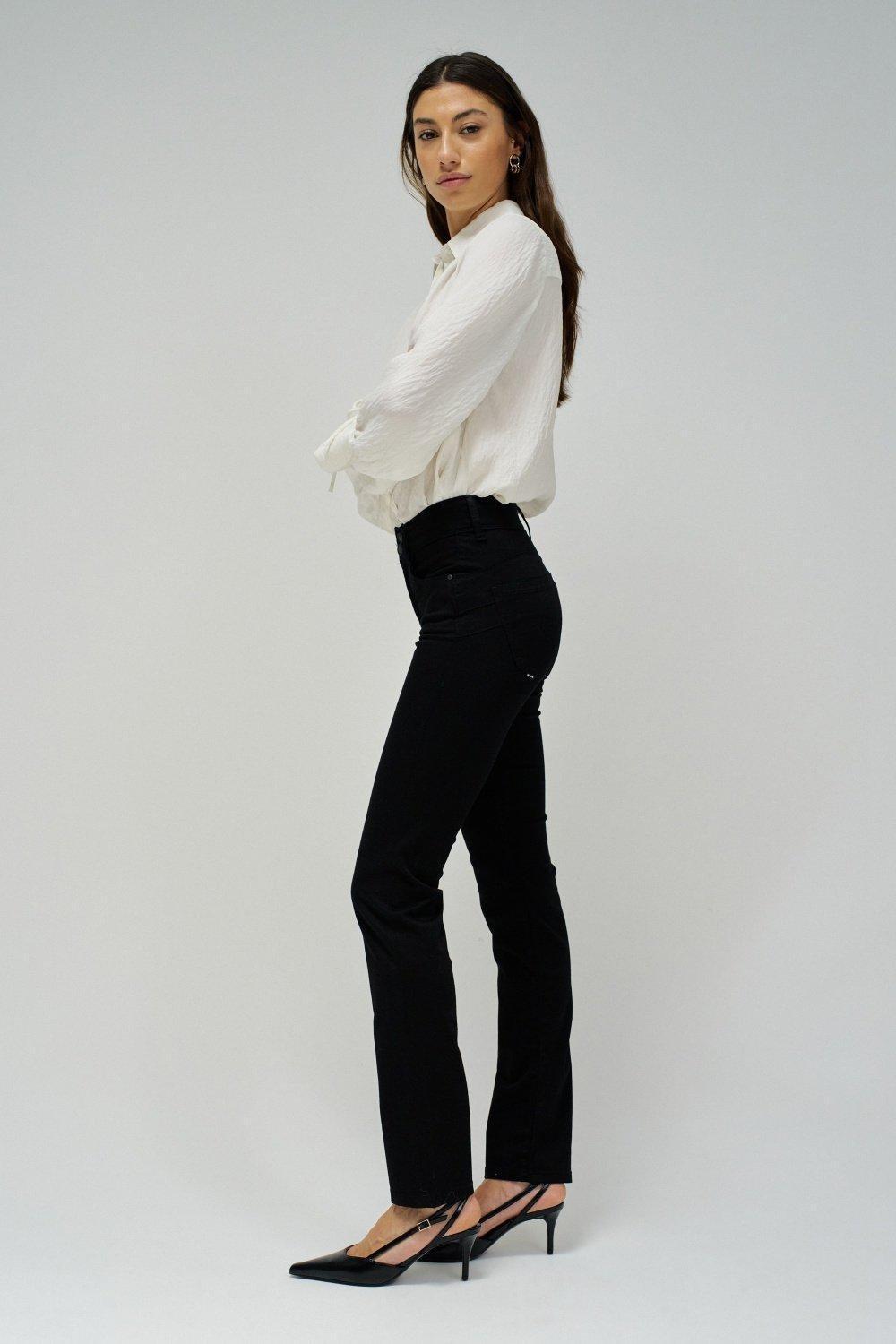 Black Denim Slim Ankle-Length Jeans, , large image number 2