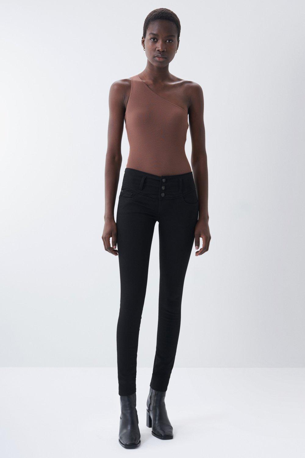 Black Mystery Push Up Skinny True Black Jeans, , large image number 0