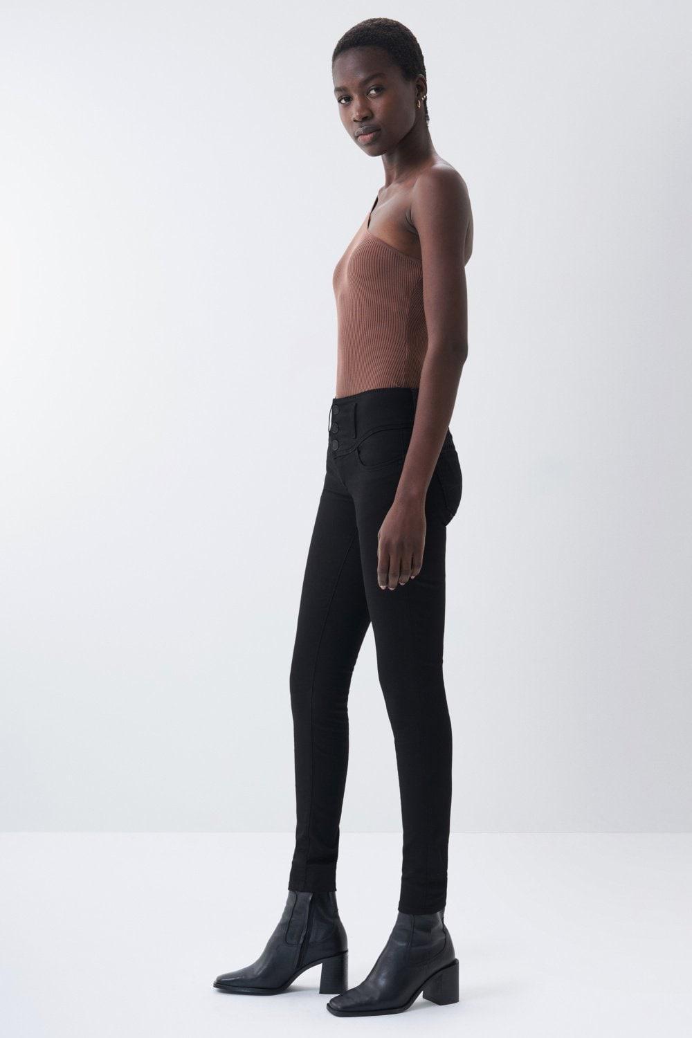 Black Mystery Push Up Skinny True Black Jeans, , large image number 1