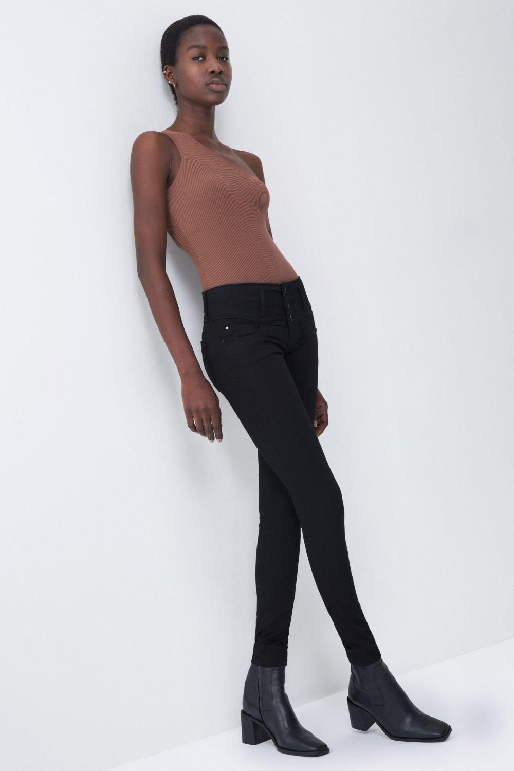 Black Mystery Push Up Skinny True Black Jeans, , large image number 4