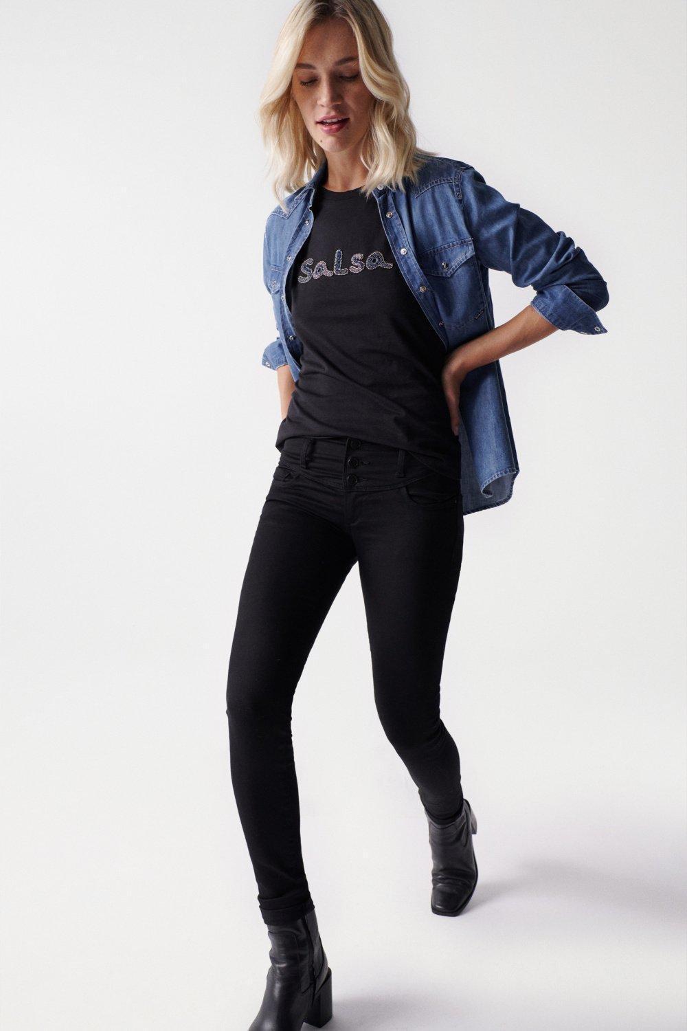 Mystery Push Up Skinny True Jeans, Black, medium