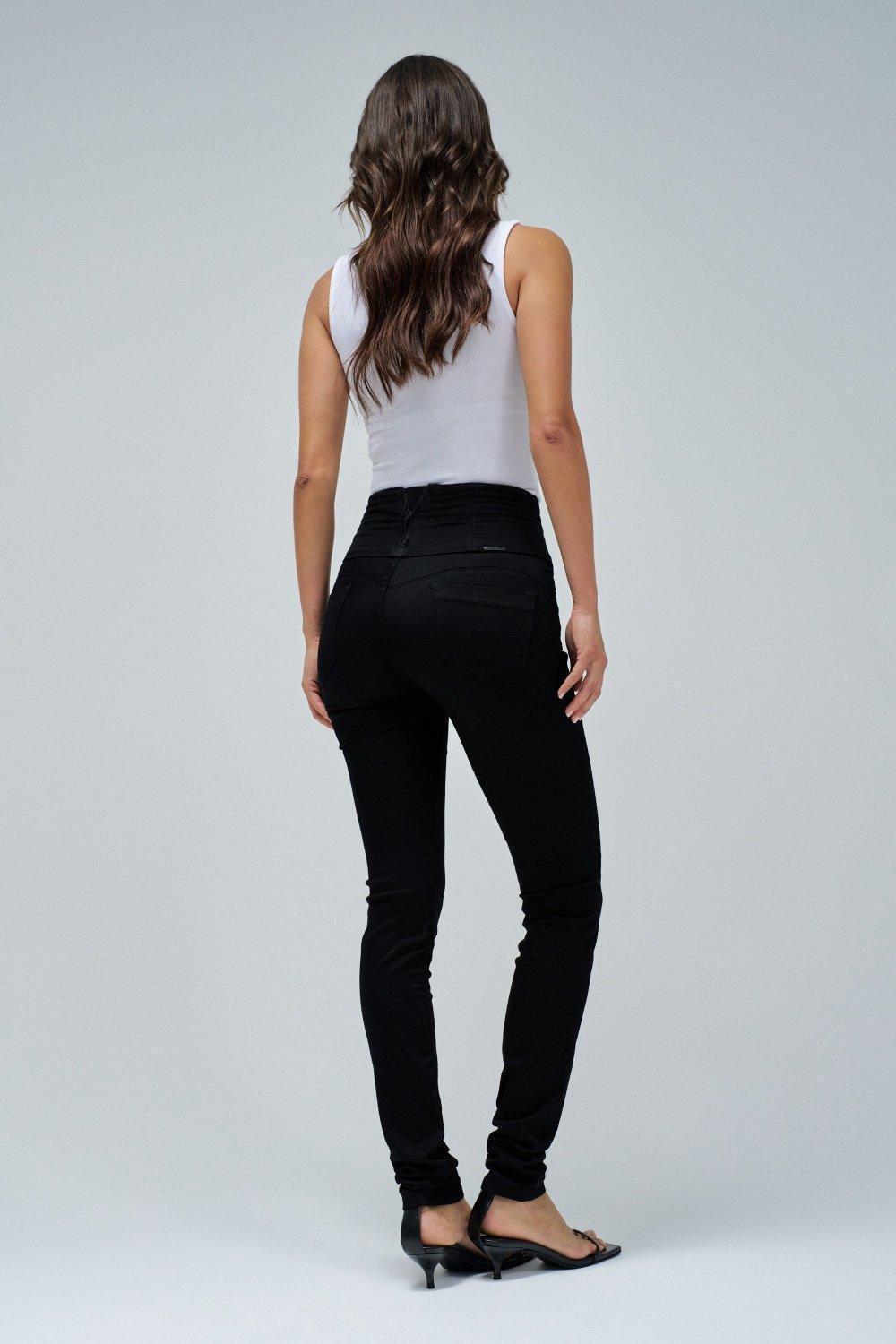 Denim Skinny Jeans, Black, medium