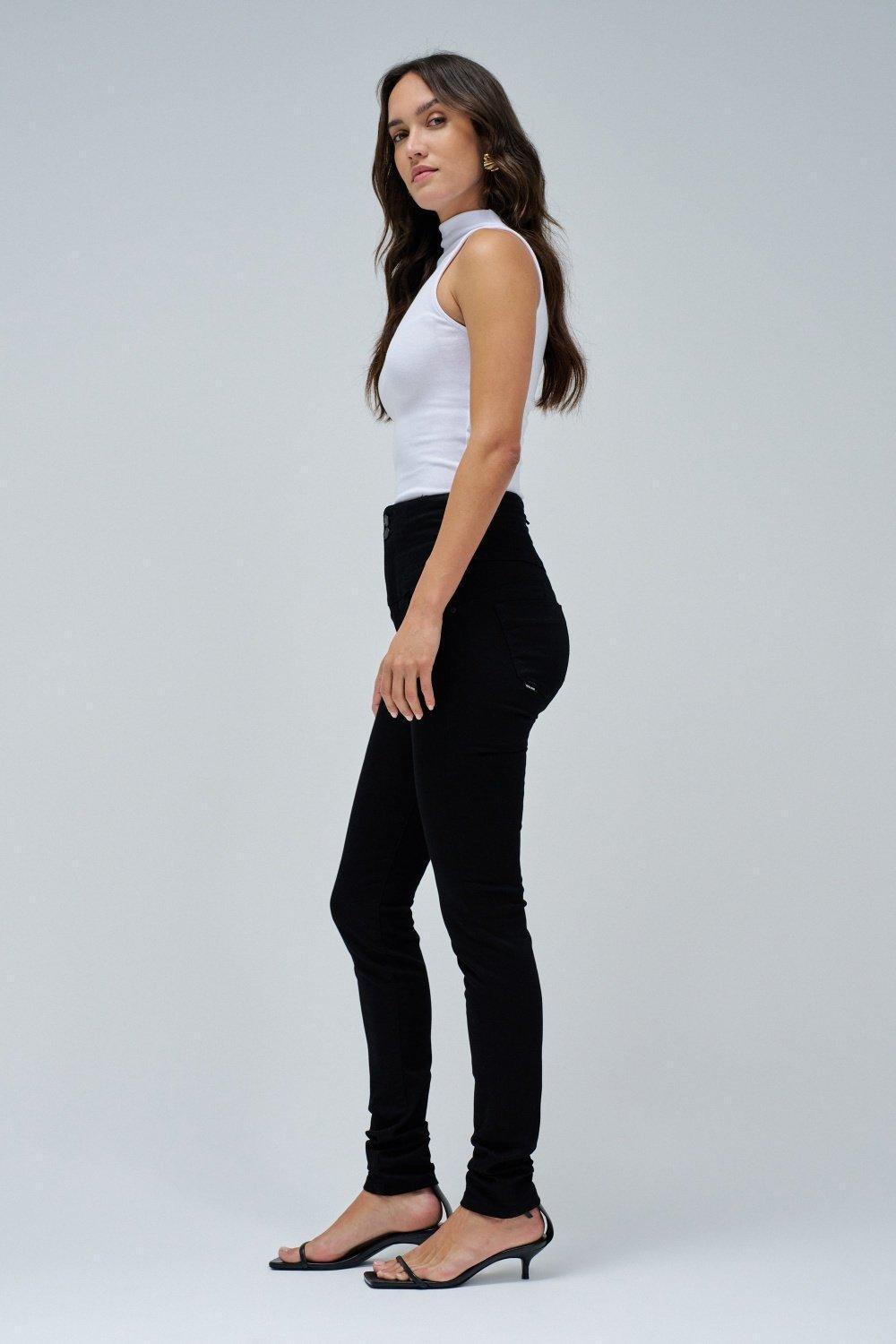 Denim Skinny Jeans, Black, medium