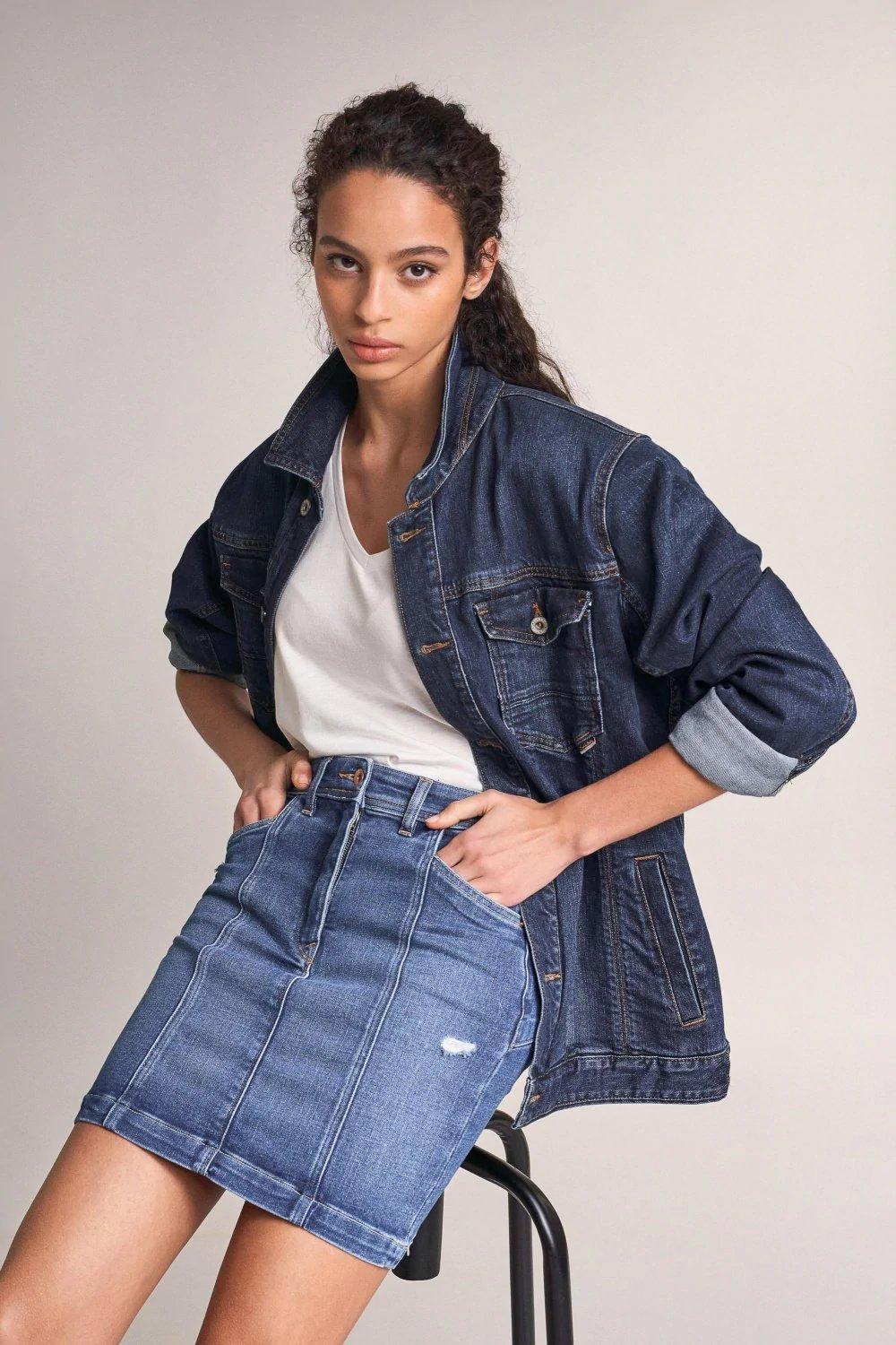 Blue Push In Mini Skirt, , large image number 0