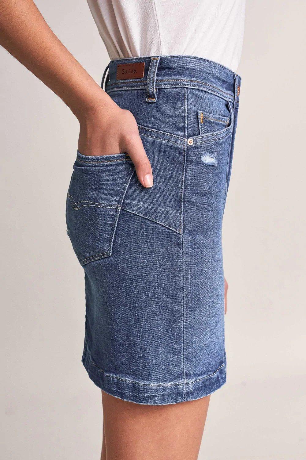 Blue Push In Mini Skirt, , large image number 2