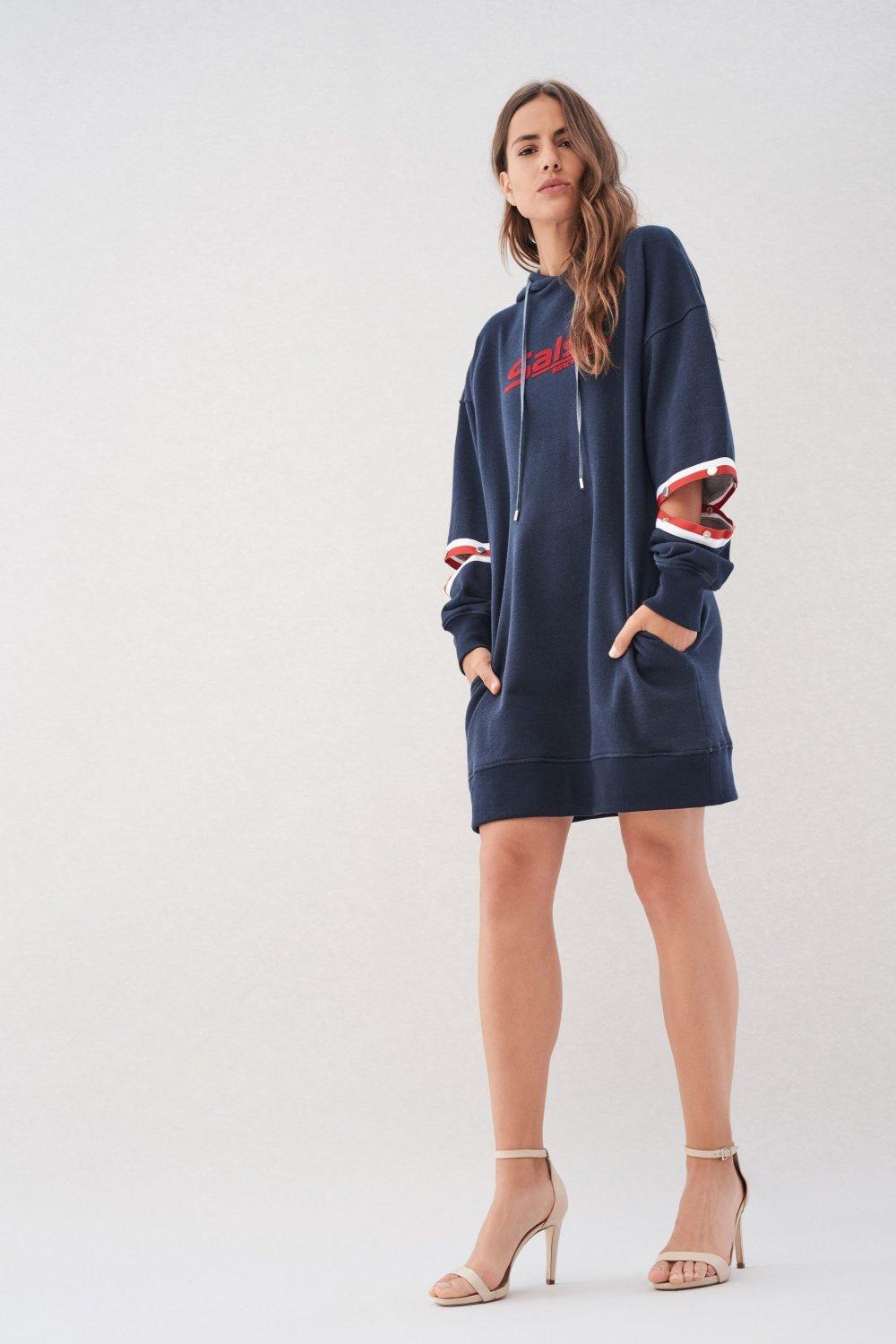 Blue Branded Cotton Dress, , large image number 1