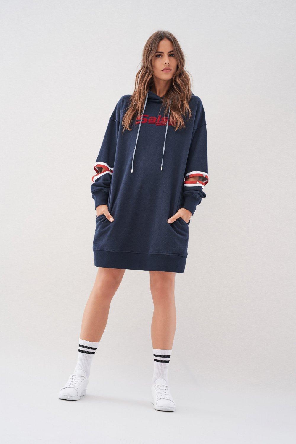 Blue Branded Cotton Dress, , large image number 4