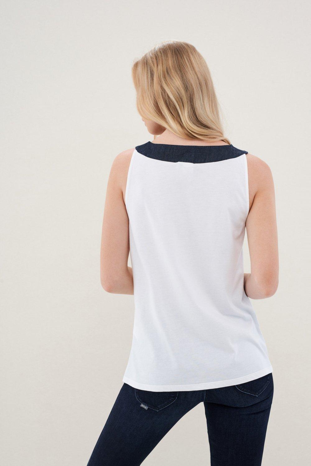 White V-Neck Detailed Top, , large image number 3