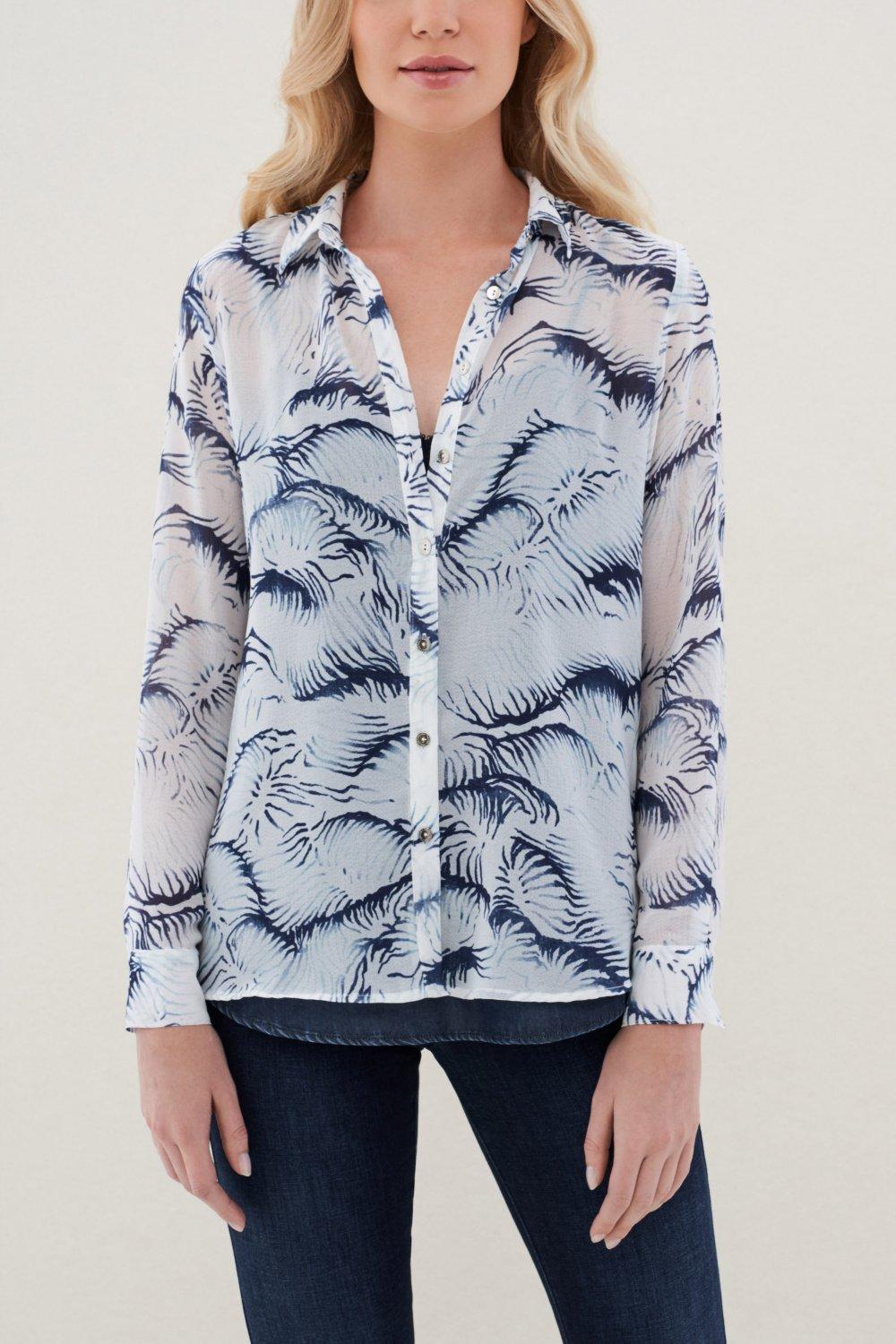 White Floral Tunic Shirt, , medium