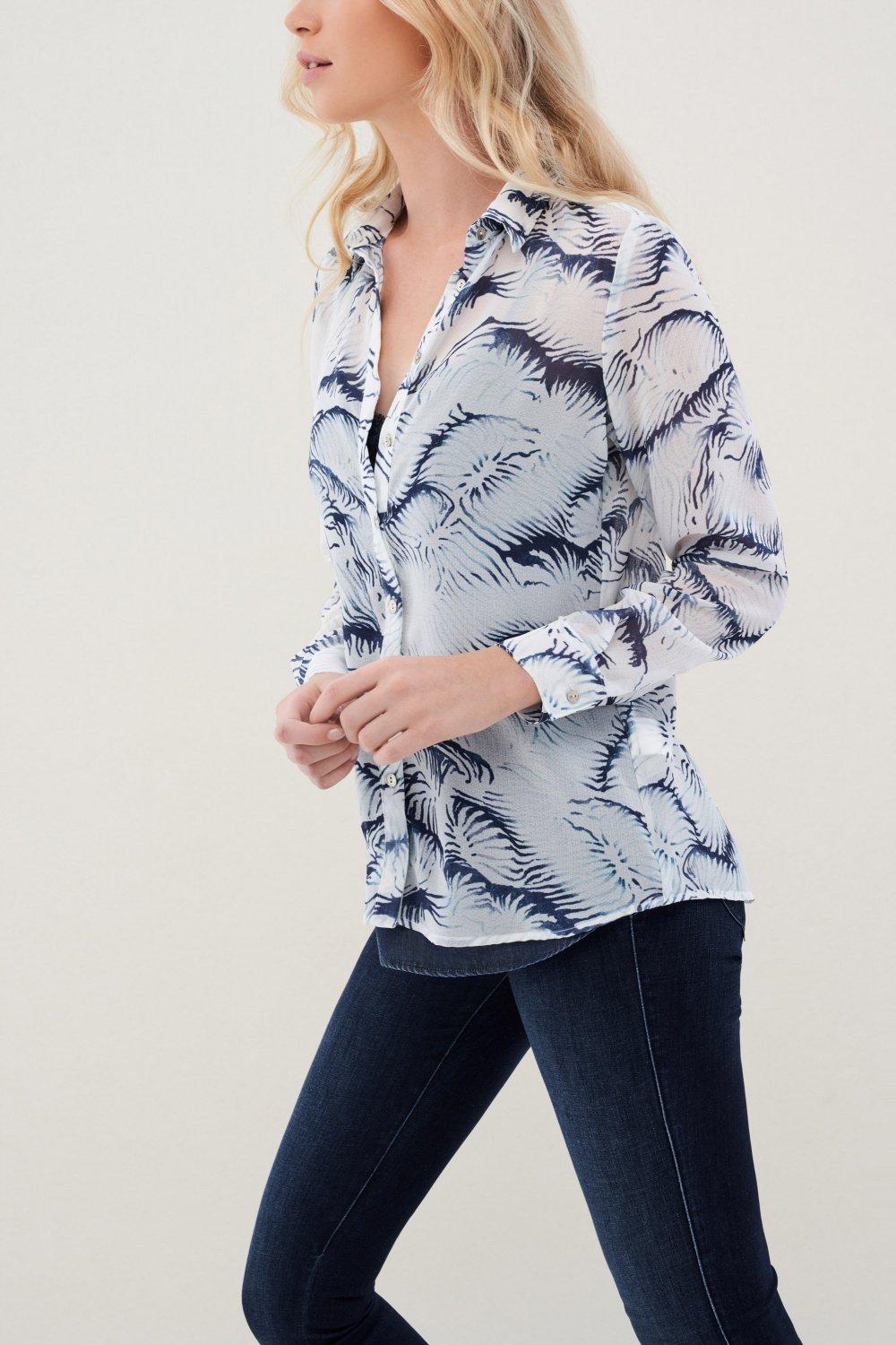 White Floral Tunic Shirt, , large image number 2