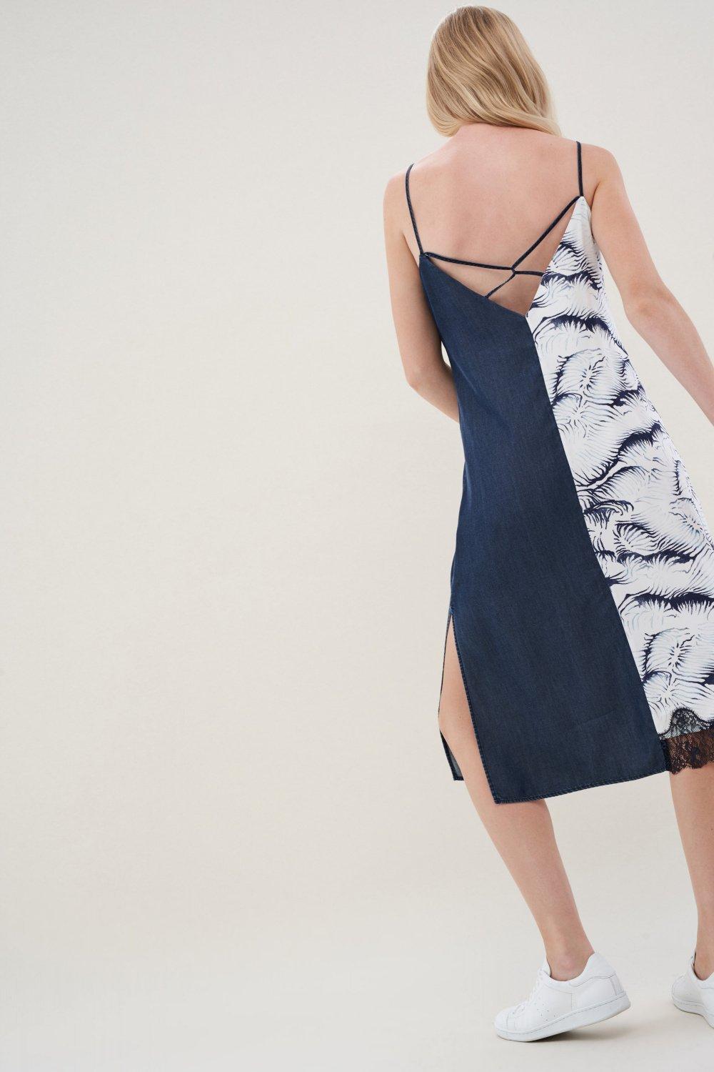 Blue Patterned Midi Dress, , large image number 3