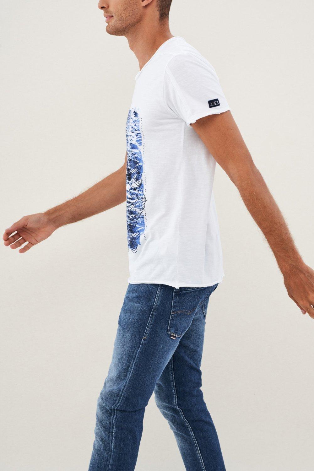 تي شيرت أبيض بياقة مستديرة ، رجالي, , large image number 2