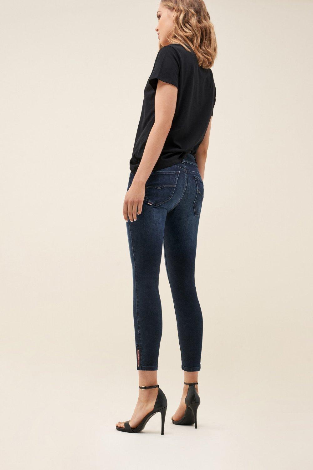 Blue Detailed Push In Capri Jeans, Blue, large image number 1