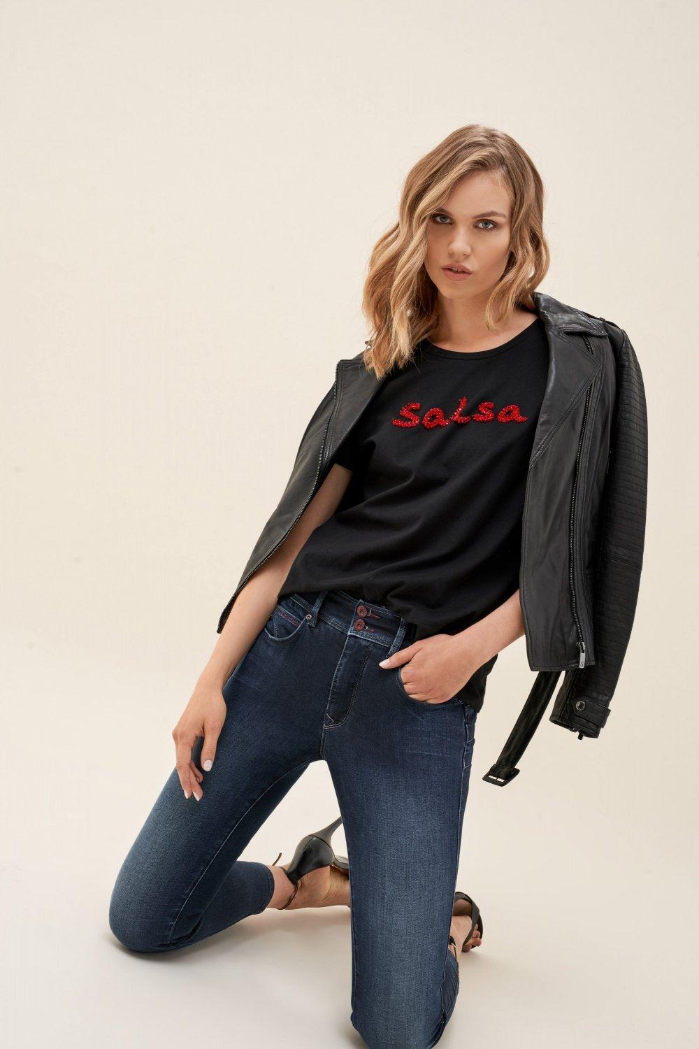 Blue Detailed Push In Capri Jeans, Blue, large image number 2