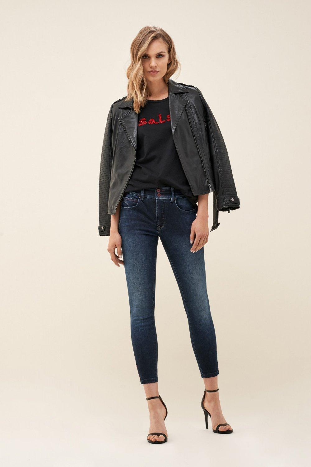 Blue Detailed Push In Capri Jeans, Blue, large image number 3