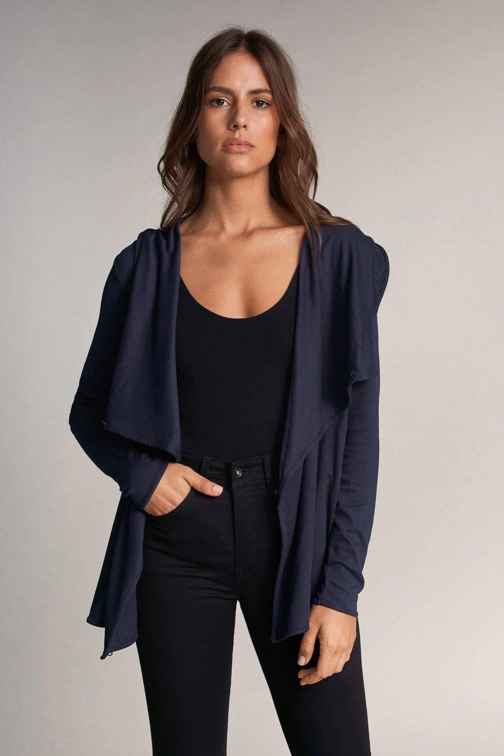 Navy Waterfall Jersey Cardigan, , large image number 0