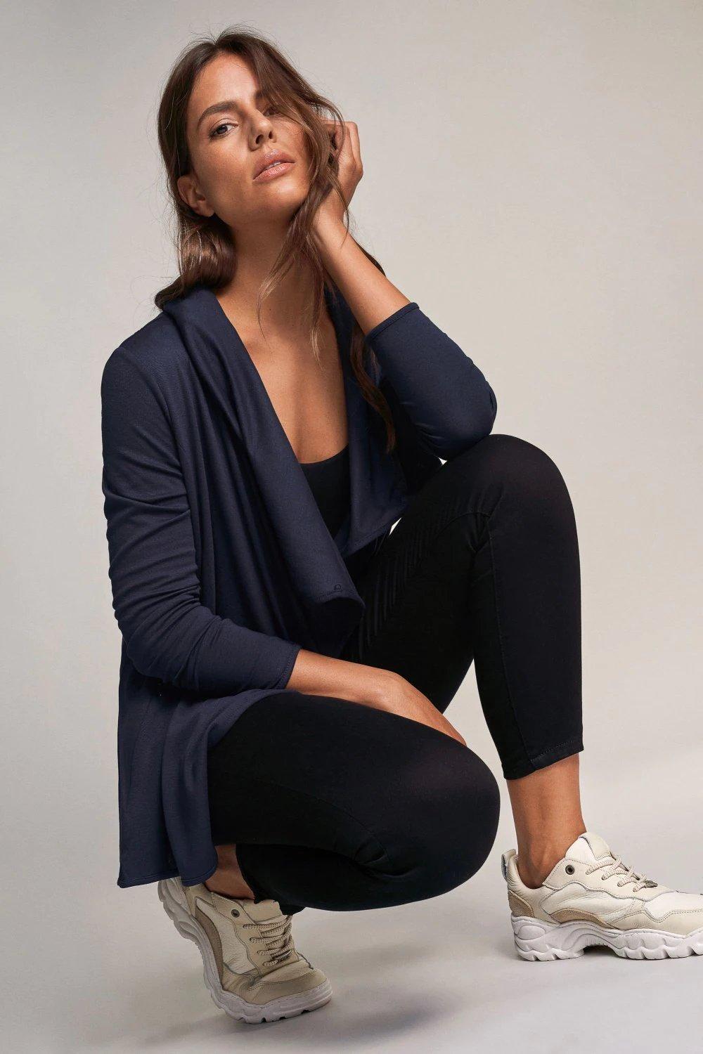 Navy Waterfall Jersey Cardigan, , large image number 2