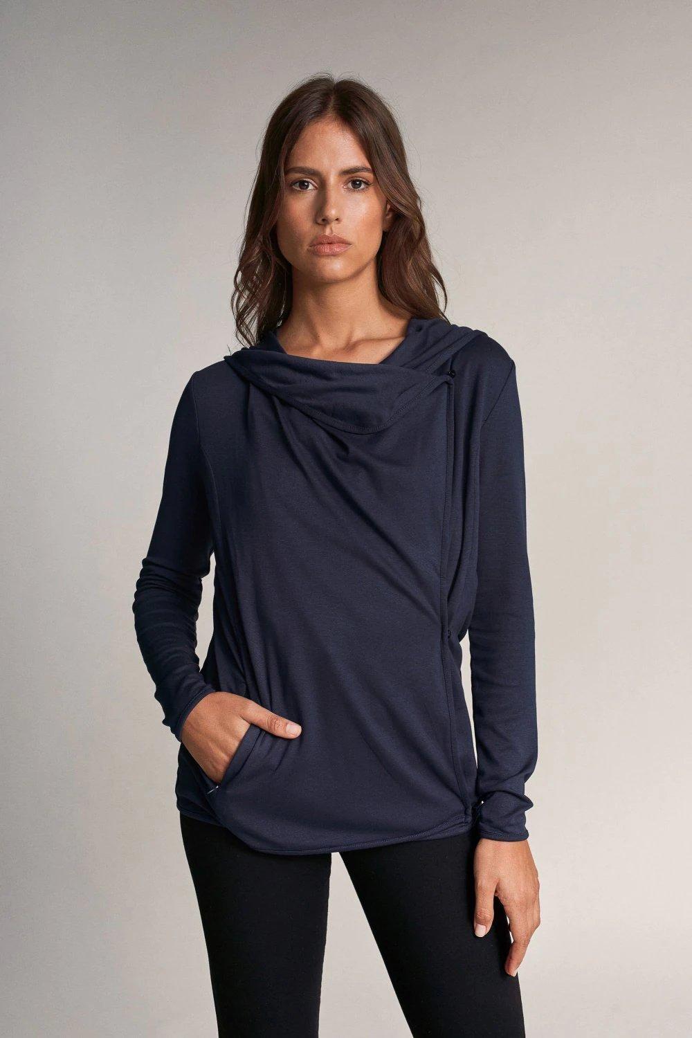 Navy Waterfall Jersey Cardigan, , large image number 4
