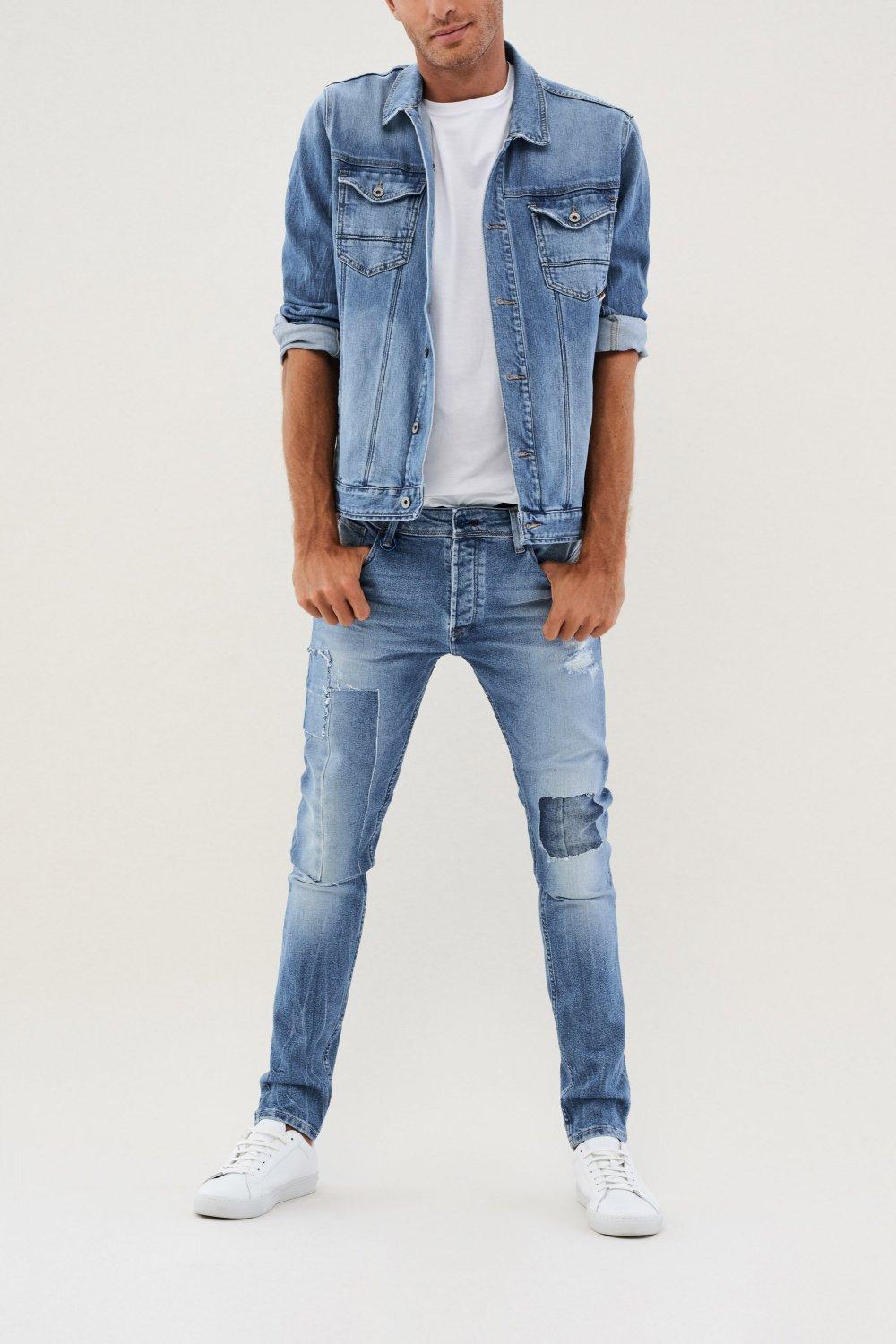 Blue Denim Pants, Blue, large image number 1
