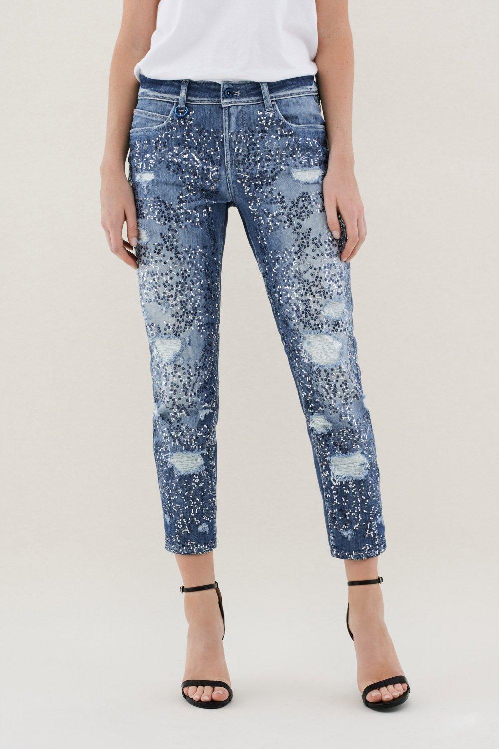 Blue Premium Kim Sequined Jeans, , large image number 0