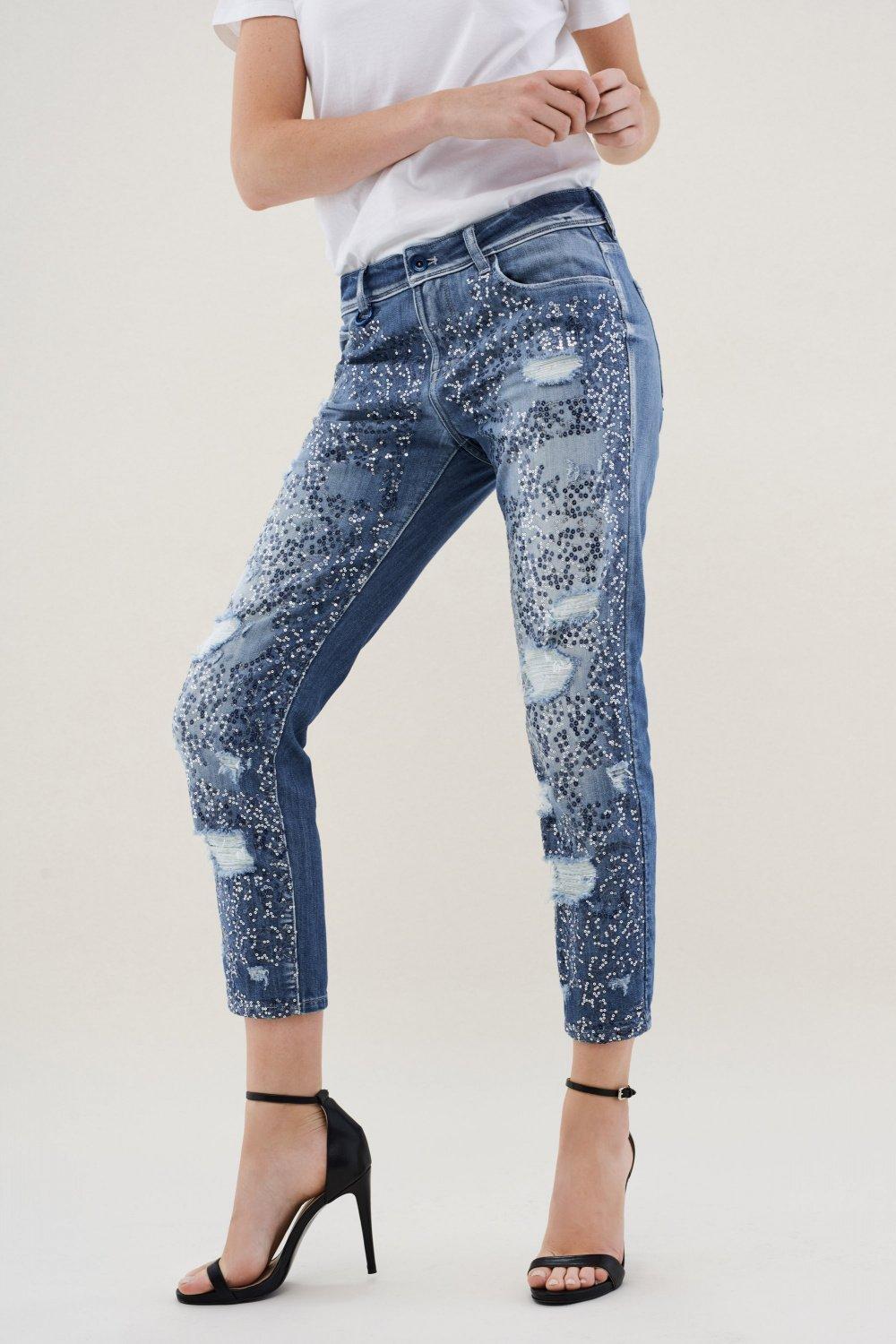 Blue Premium Kim Sequined Jeans, , large image number 2