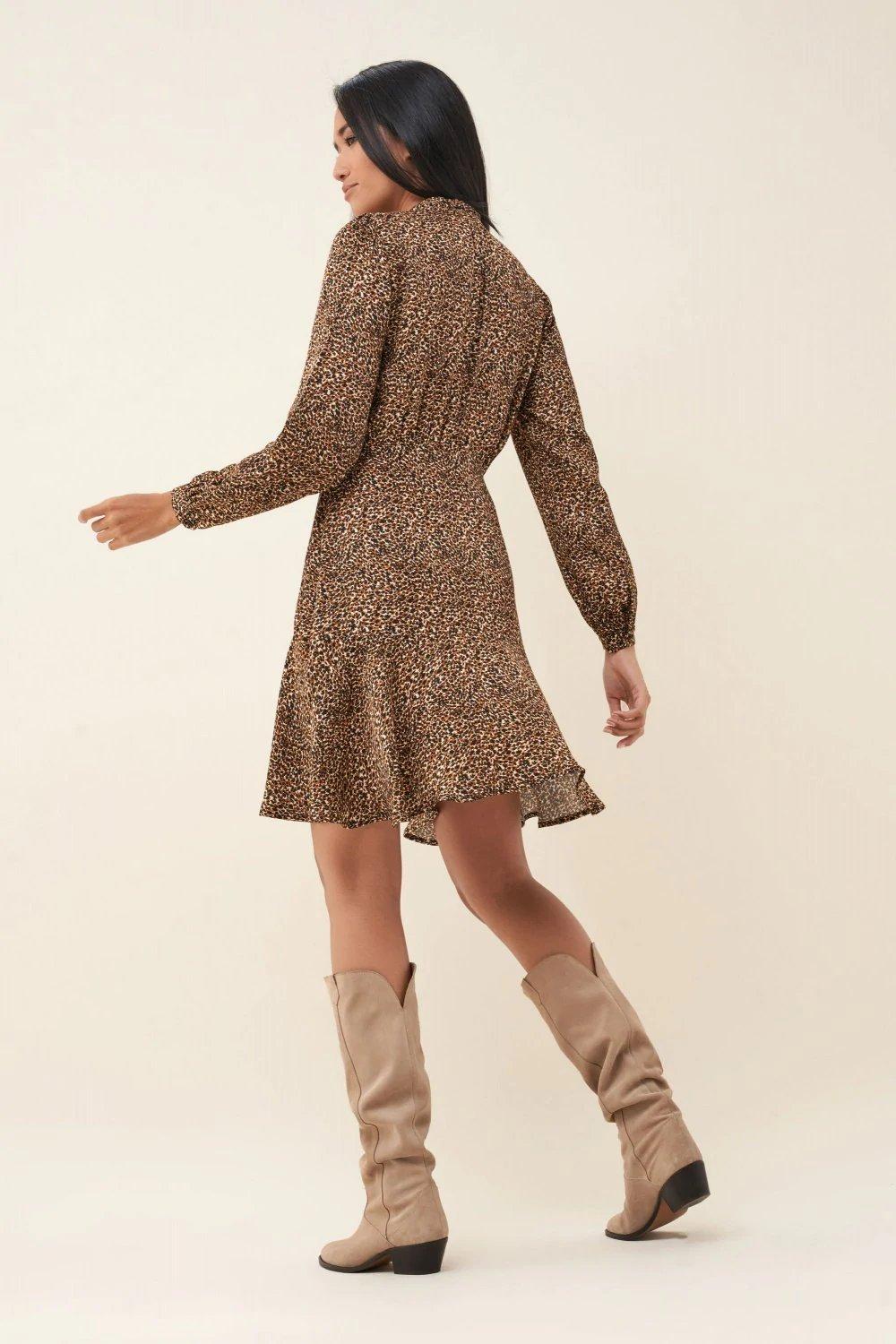 Orange Printed Detailed Dress, , large image number 3