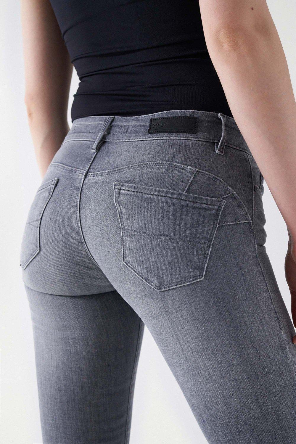 Gray Push Up Wonder Skinny Jeans, , large image number 1