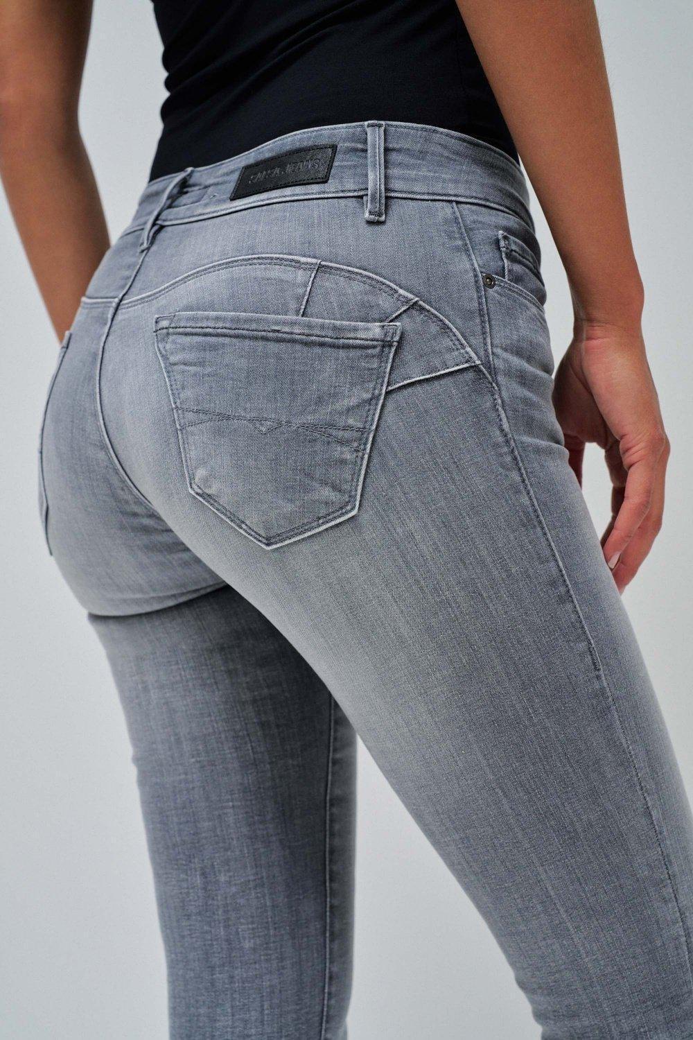 Gray Push Up Wonder Skinny Jeans, , large image number 3