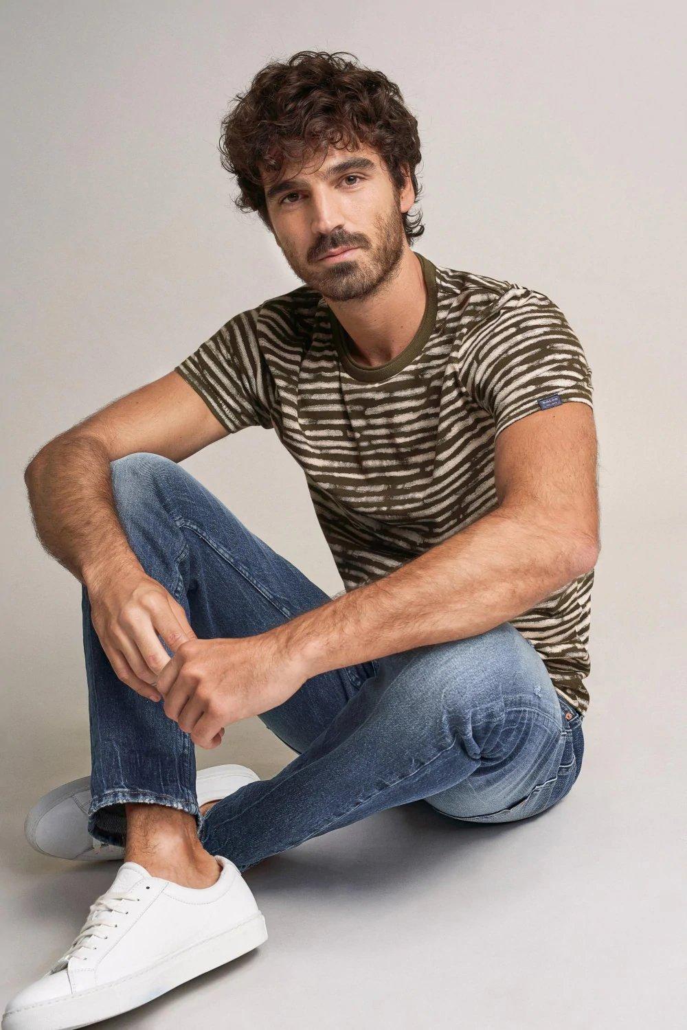 Brown Striped T-Shirt, , large image number 1