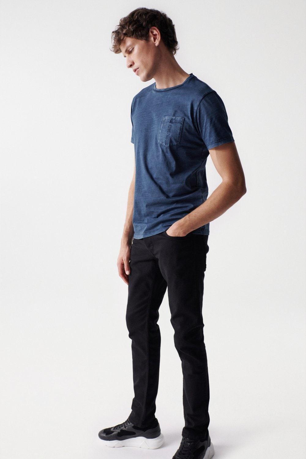 Blue T-Shirt With Plant Dye And Pocket, , large image number 3