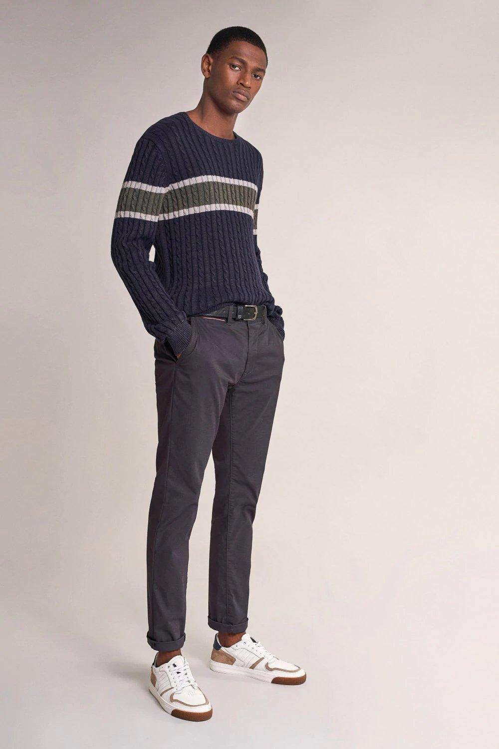 Black Printed Slim Trousers, , large image number 0