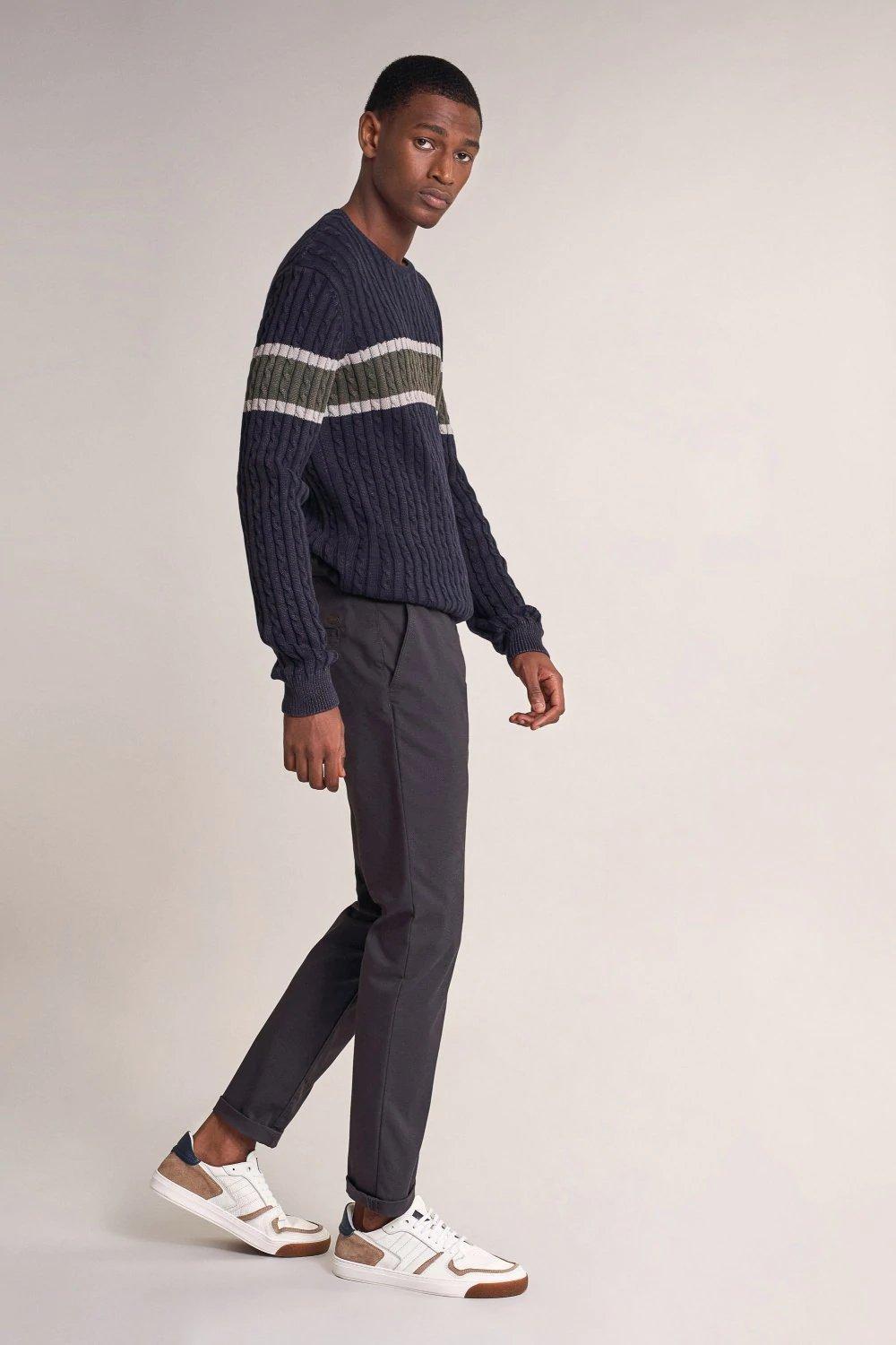 Black Printed Slim Trousers, , large image number 3