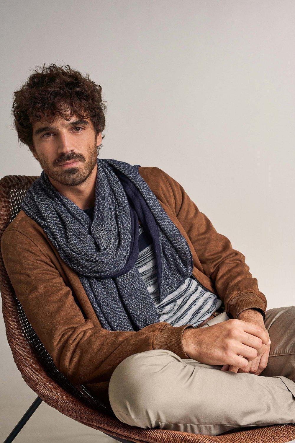 Blue Microprint Scarf, Men, , large image number 9