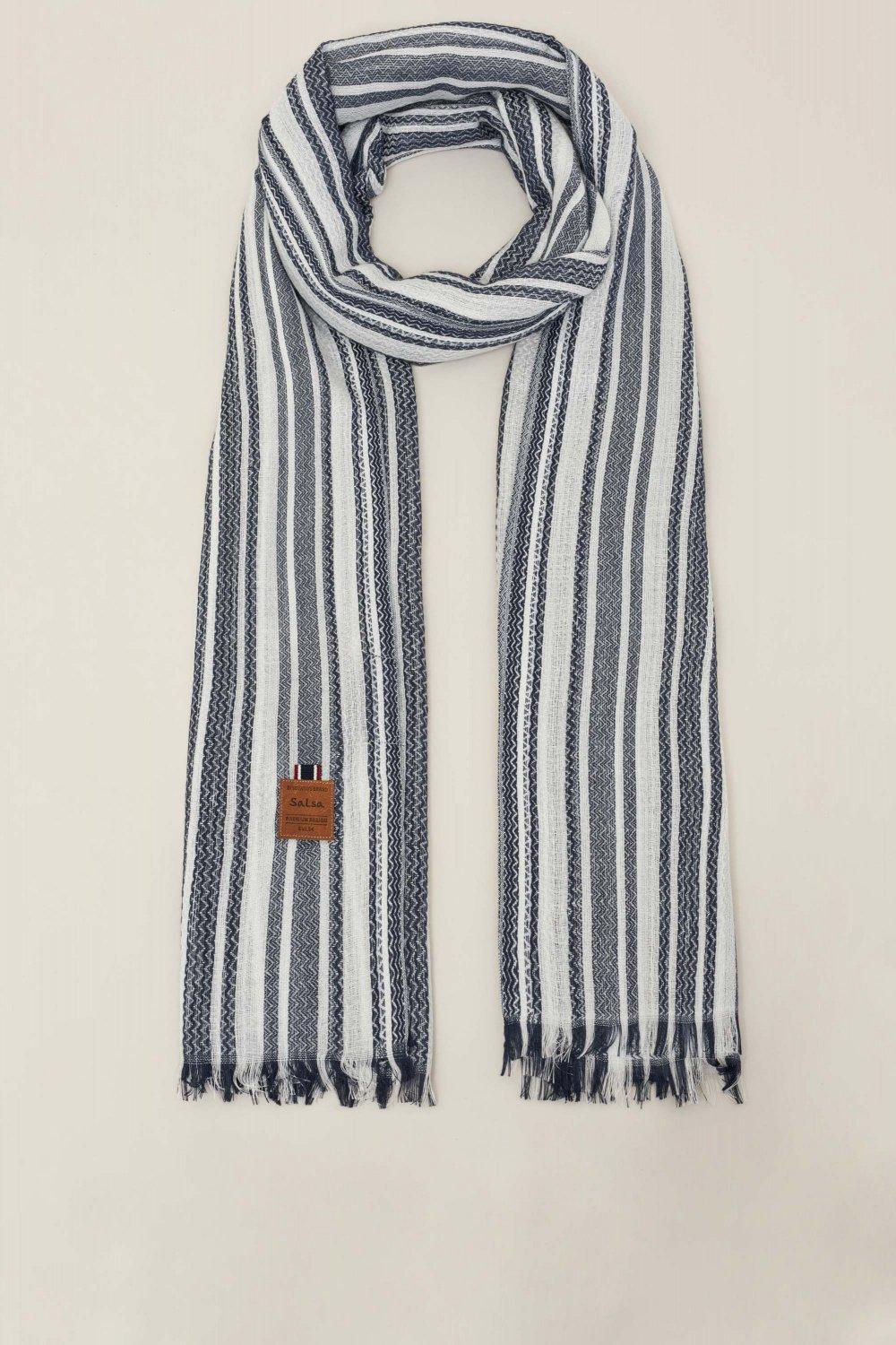 Blue Striped Scarf, Men, , large image number 0