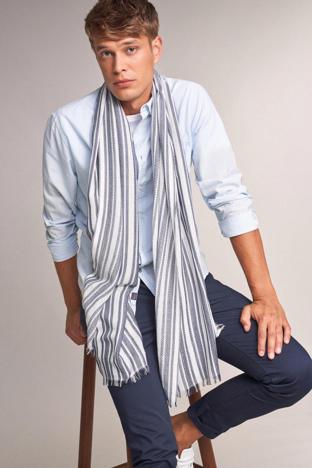 Blue Striped Scarf, Men, , large image number 5