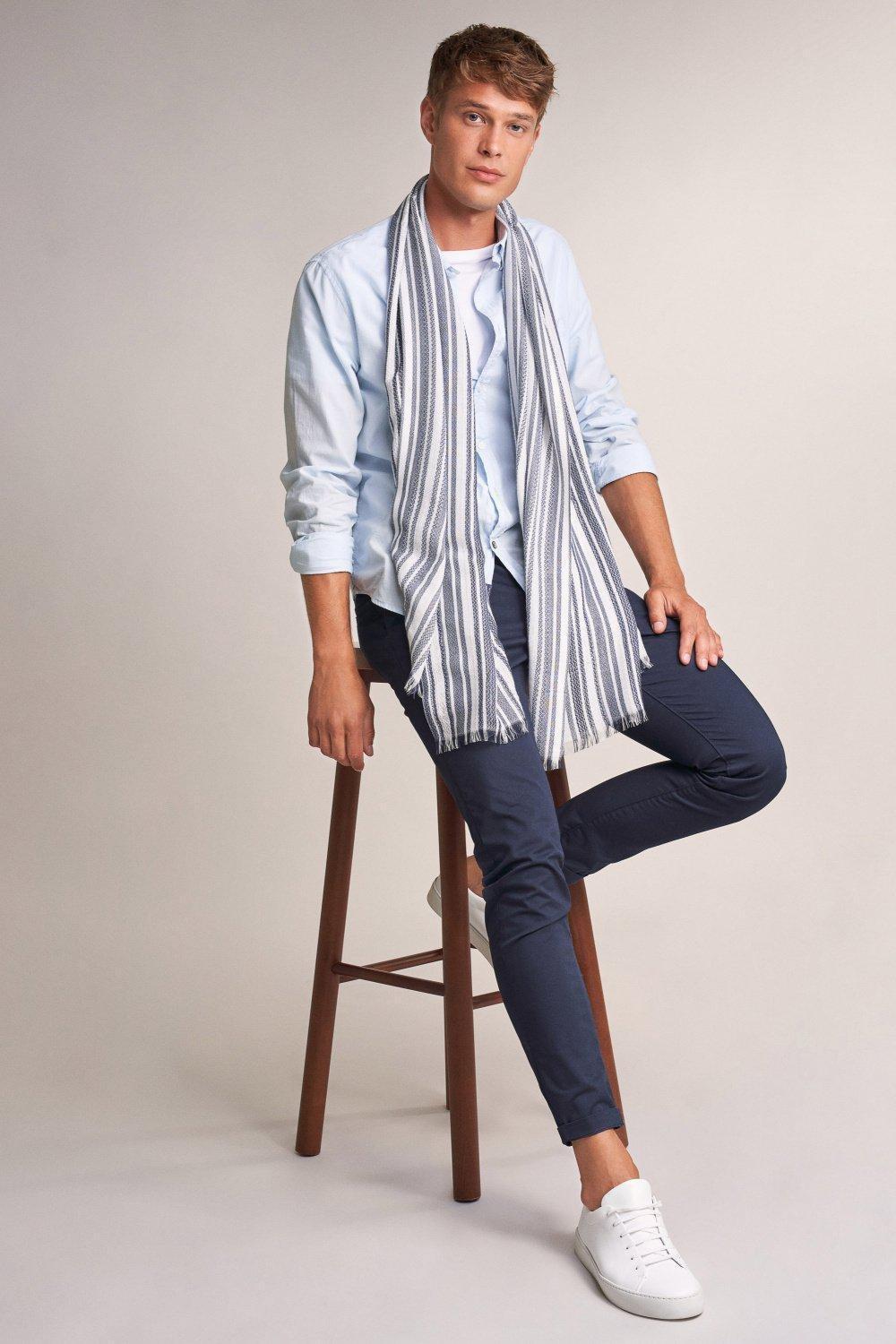 Blue Striped Scarf, Men, , large image number 11