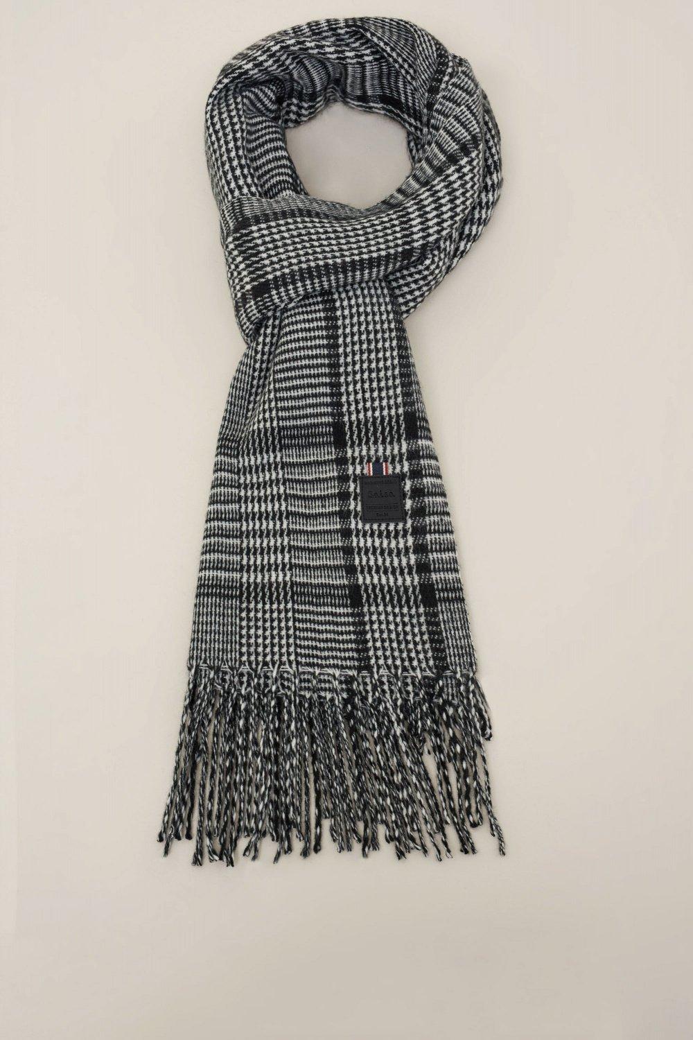 Black Checked Scarf, Men, , large image number 0