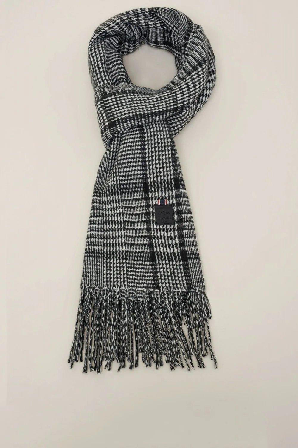 Black Checked Scarf, Men, , large image number 1