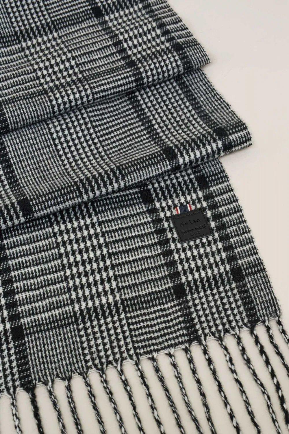 Black Checked Scarf, Men, , large image number 4
