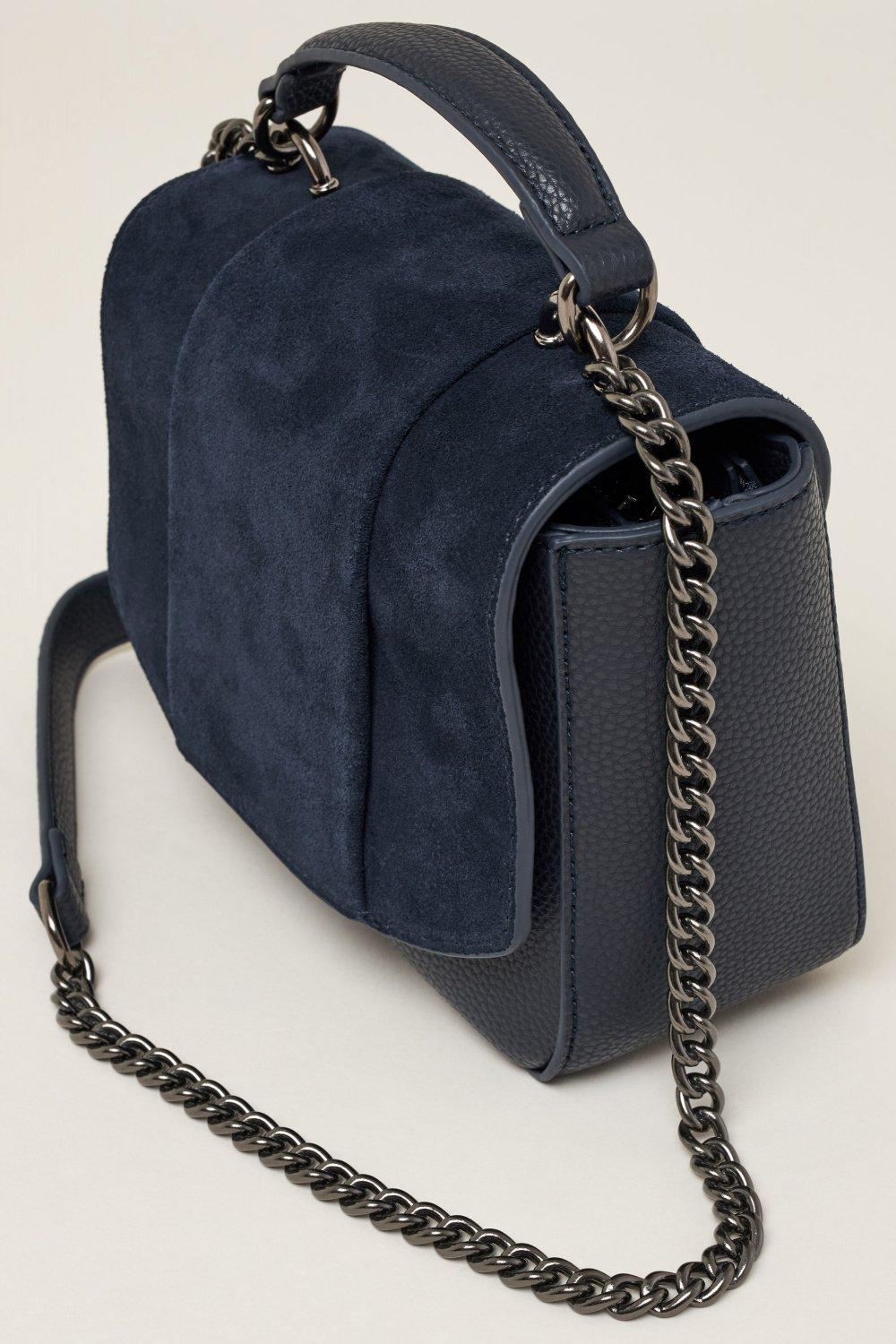 Blue Cross-Body Bag With Chain, Women, Blue, large image number 6