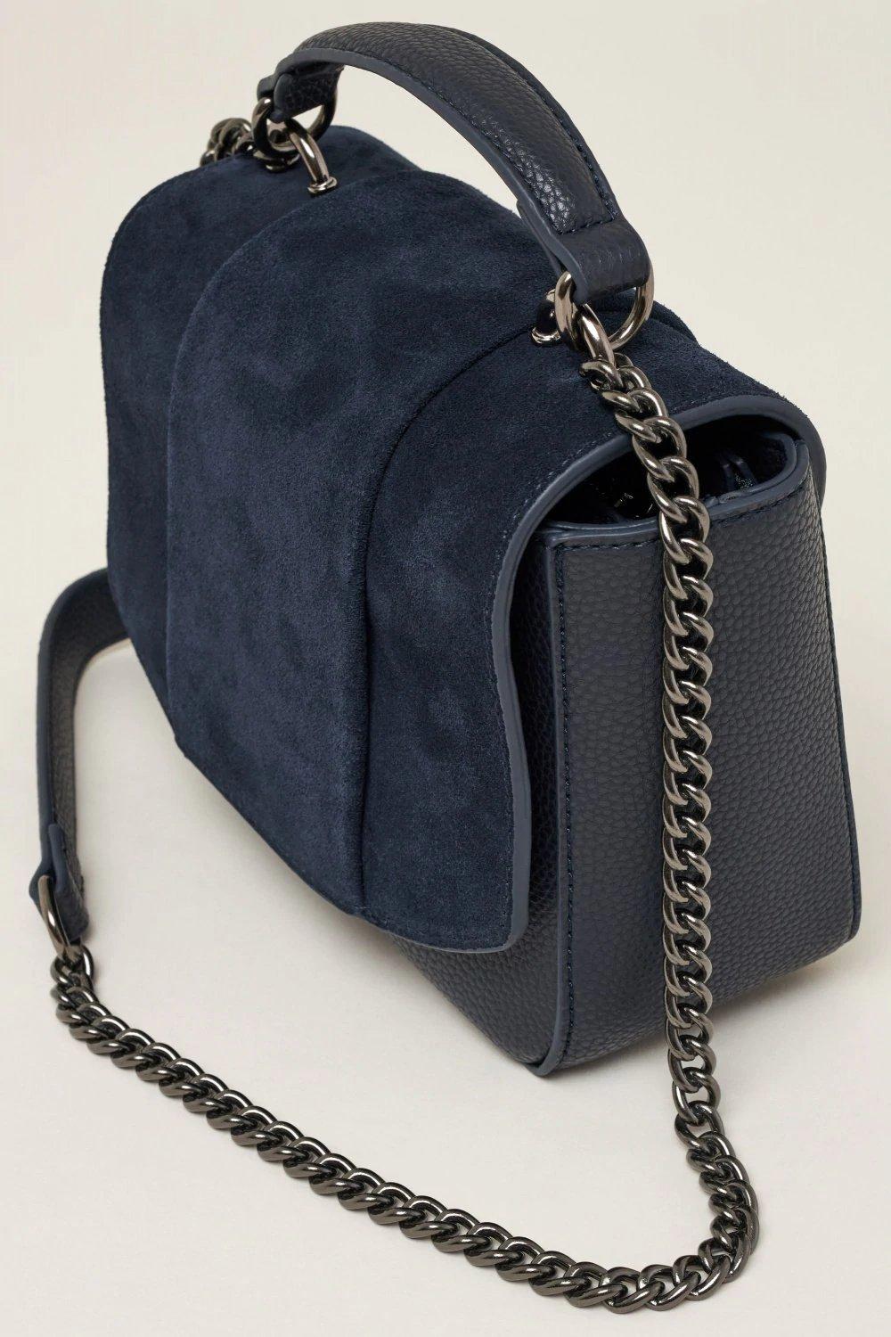 Blue Cross-Body Bag With Chain, Women, Blue, large image number 8