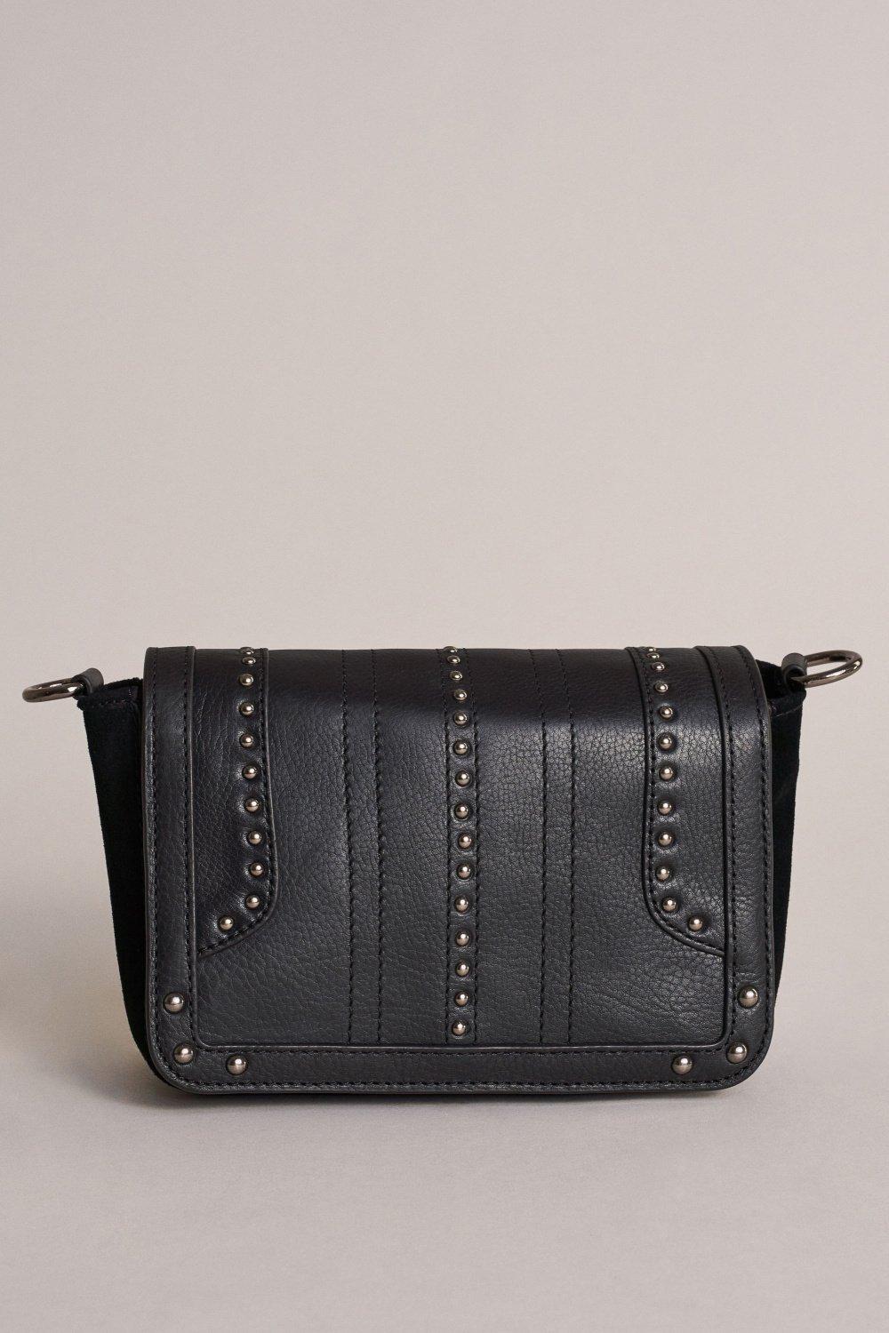 Black Leather Cross-Body With Studs, Women, , large image number 0