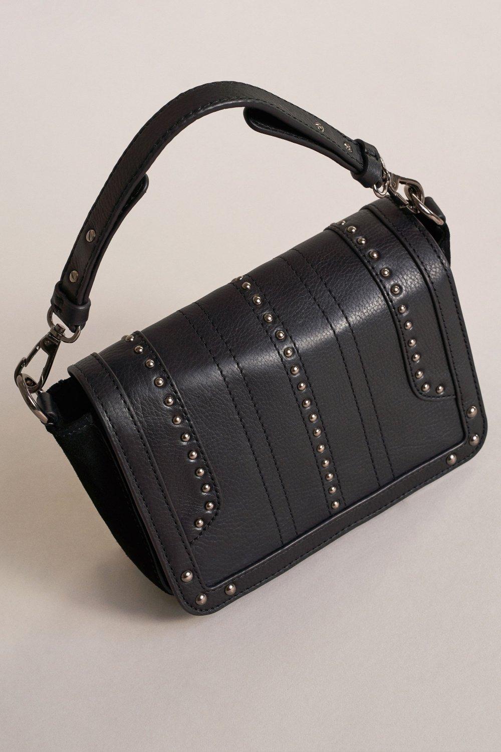 Black Leather Cross-Body With Studs, Women, , large image number 2