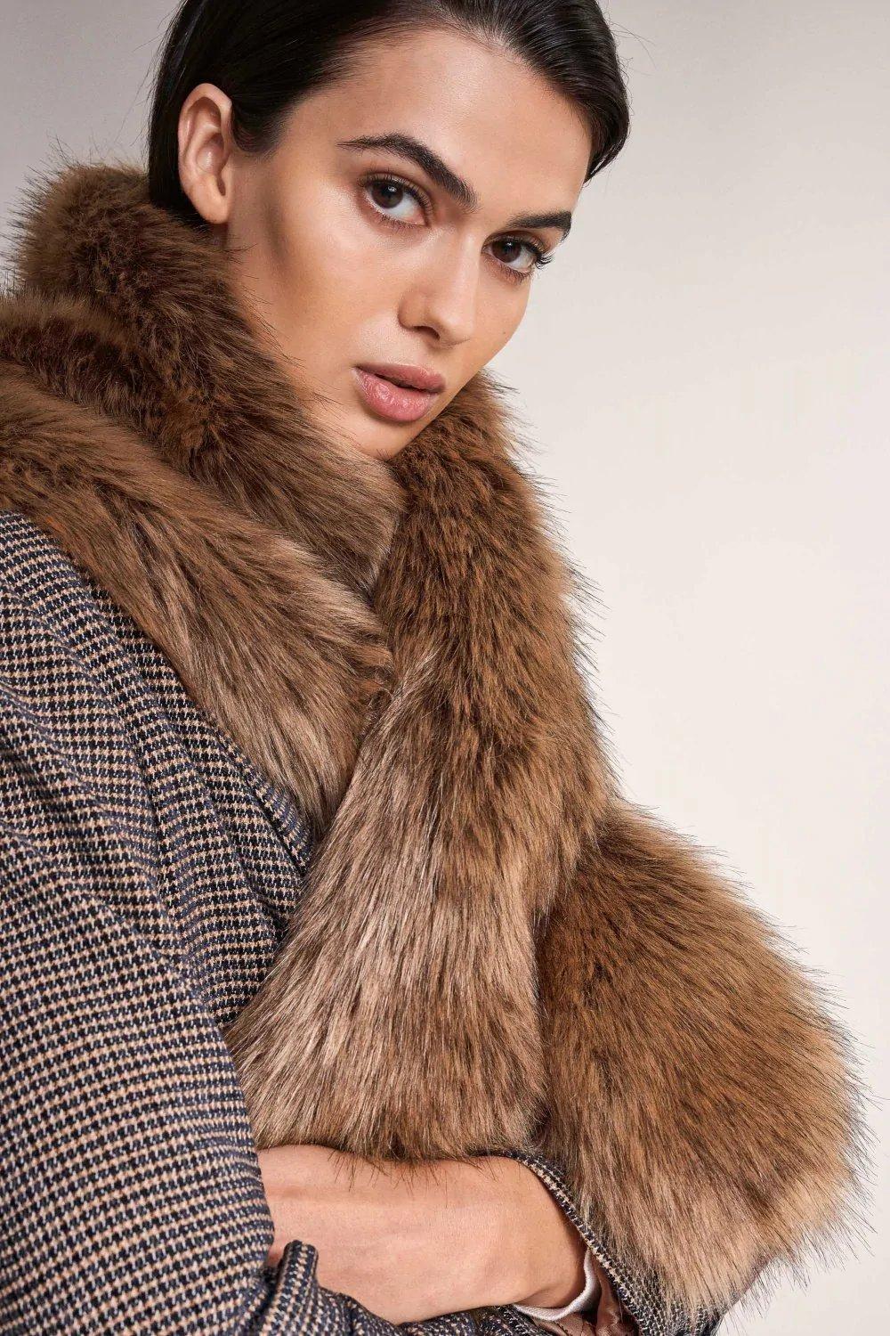 Brown Reversible Faux Fur Bolero, Women, , large image number 1