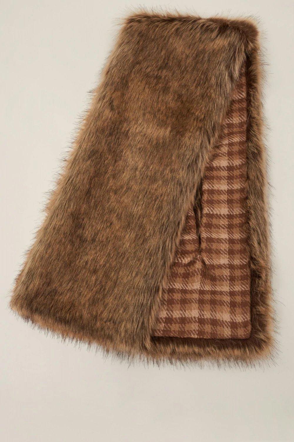 Brown Reversible Faux Fur Bolero, Women, , large image number 3